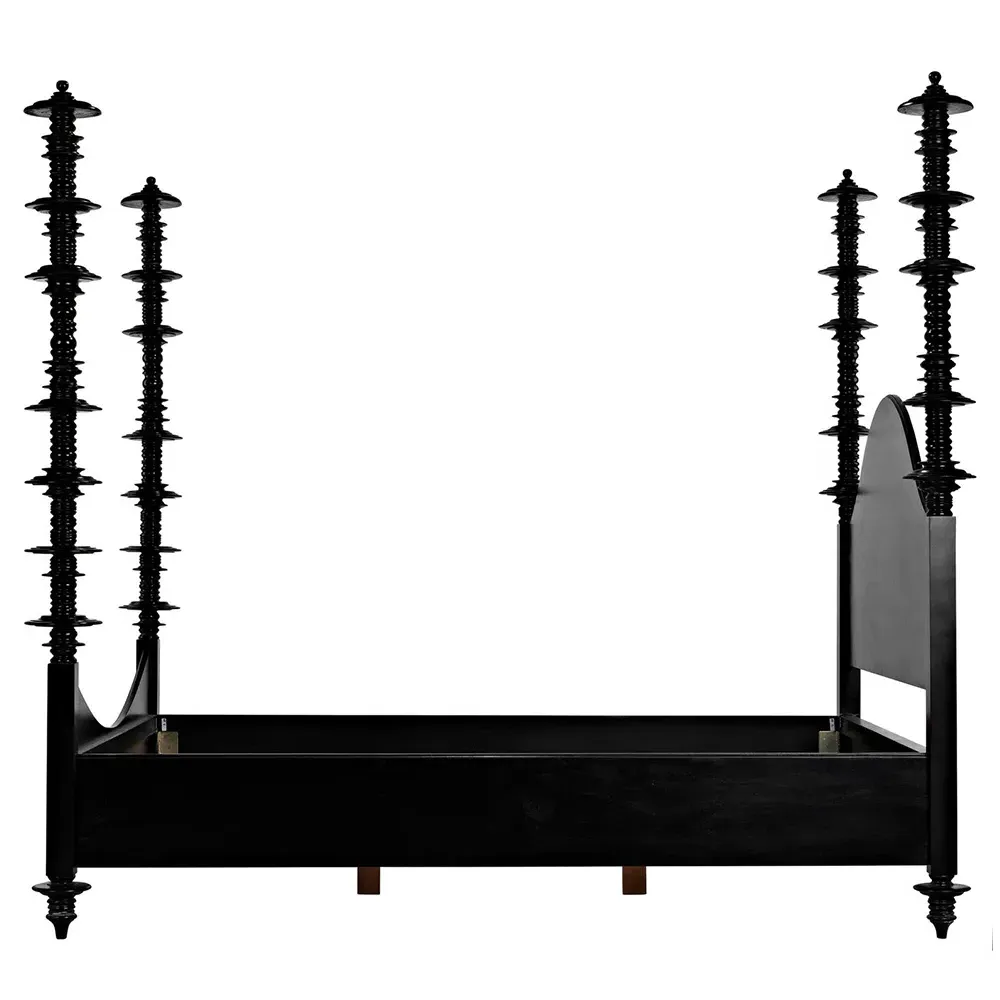 Floren King Size Four Poster Bed - Black, Mahogany