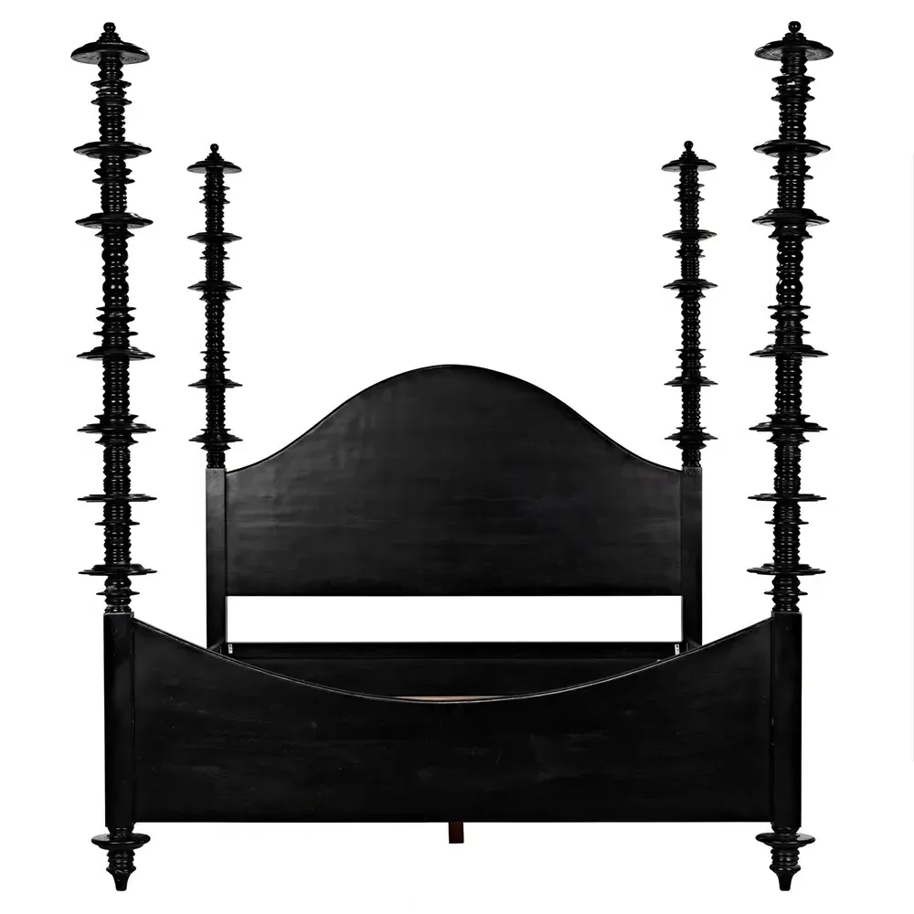 Floren King Size Four Poster Bed - Black, Mahogany