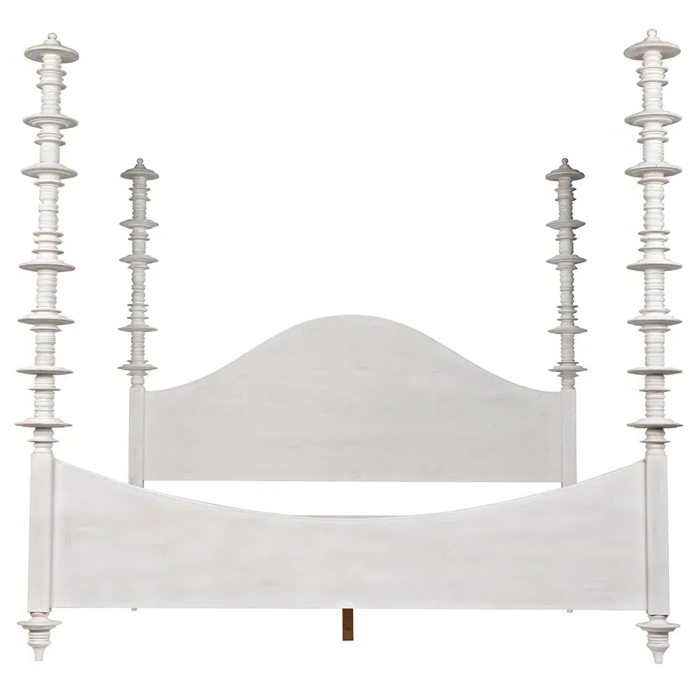 Floren King Size Four Poster Bed - White Wash, Mahogany image