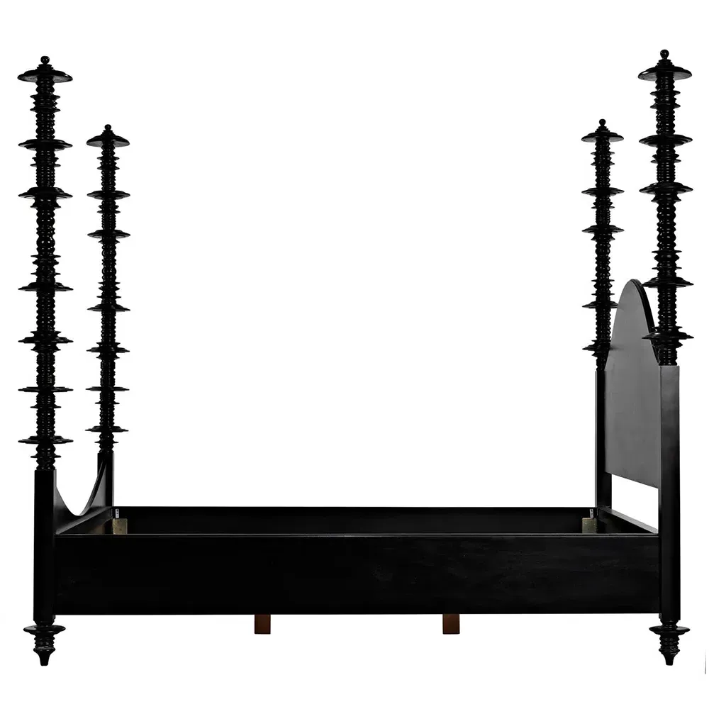 Floren Queen Size Four Poster Bed - Black, Mahogany