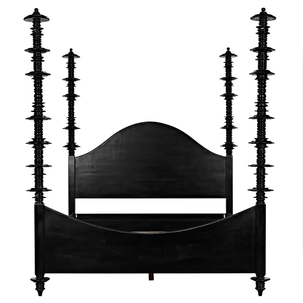 Floren Queen Size Four Poster Bed - Black, Mahogany image