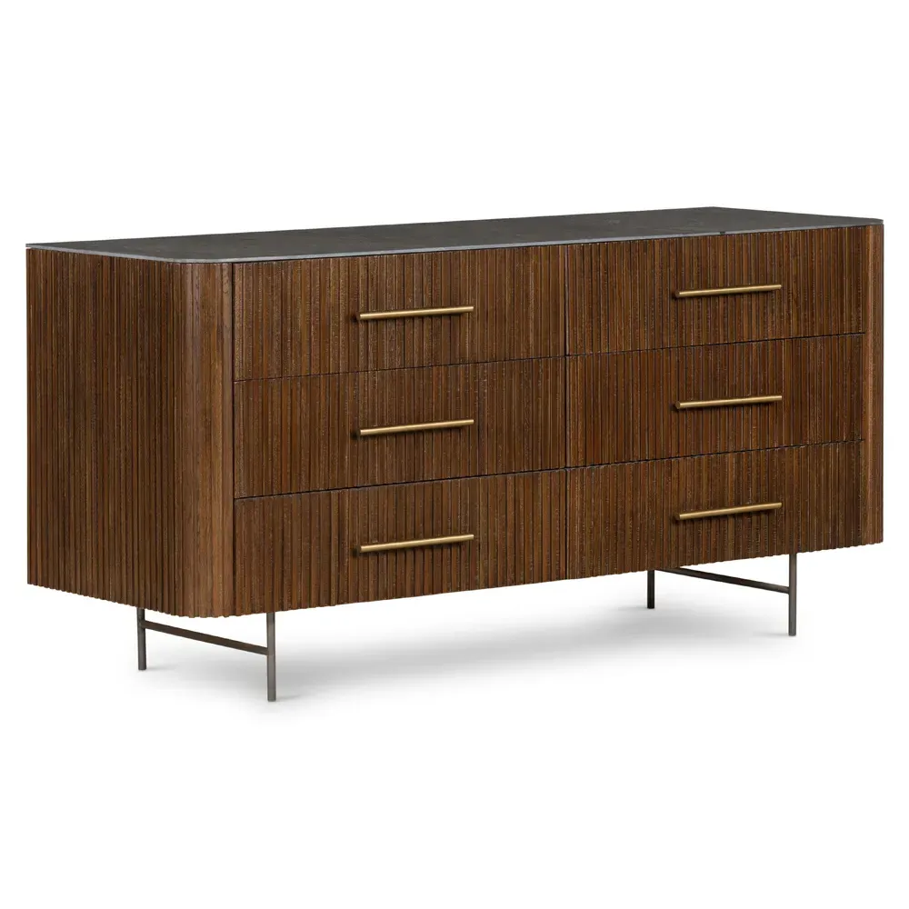 Florence 6 Drawer Double Dresser - Brown, Oak