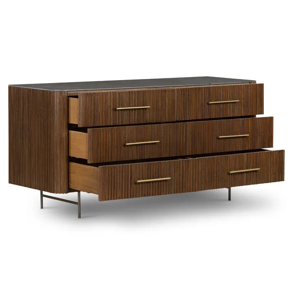 Florence 6 Drawer Double Dresser - Brown, Oak
