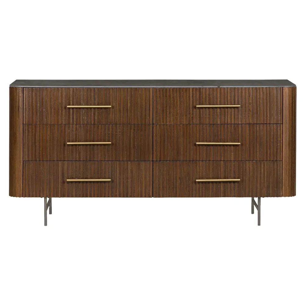 Florence 6 Drawer Double Dresser - Brown, Oak