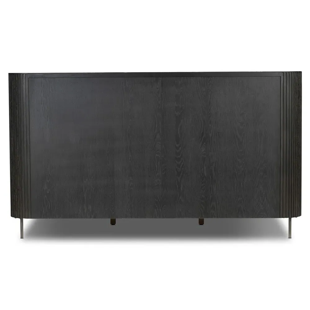 Florence King Size Reeded Bed Frame - Black, Oak