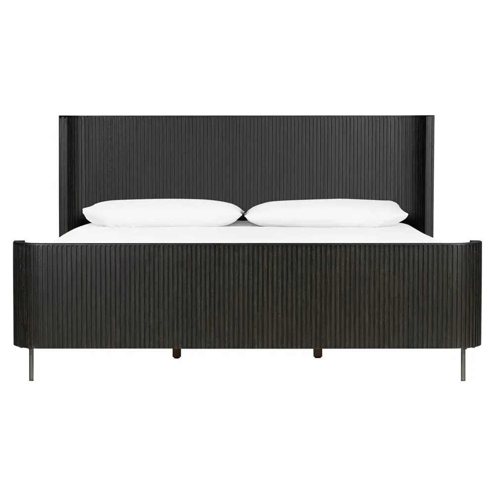 Florence King Size Reeded Bed Frame - Black, Oak