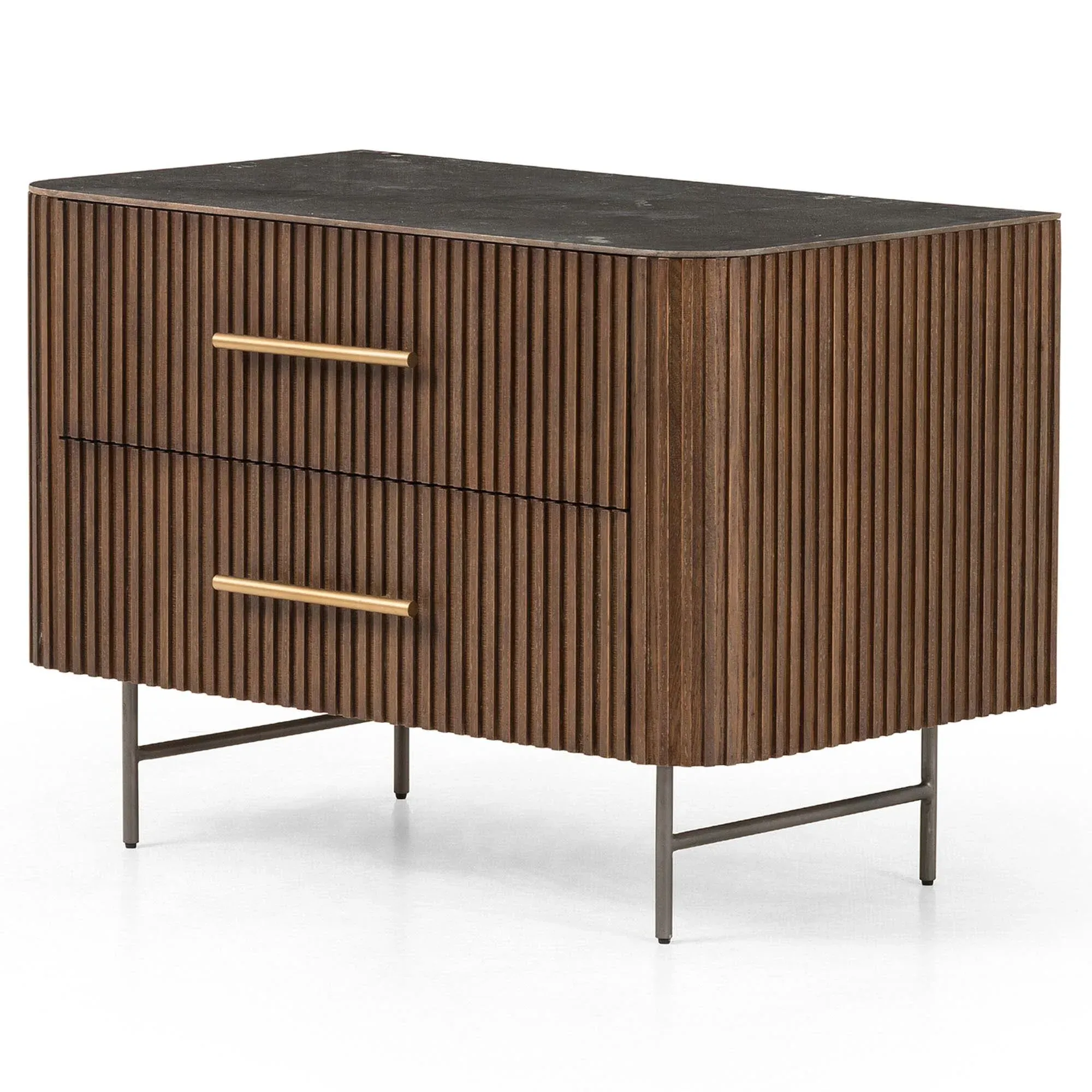 Florence Large 2 Drawer Nightstand - Brown, Oak