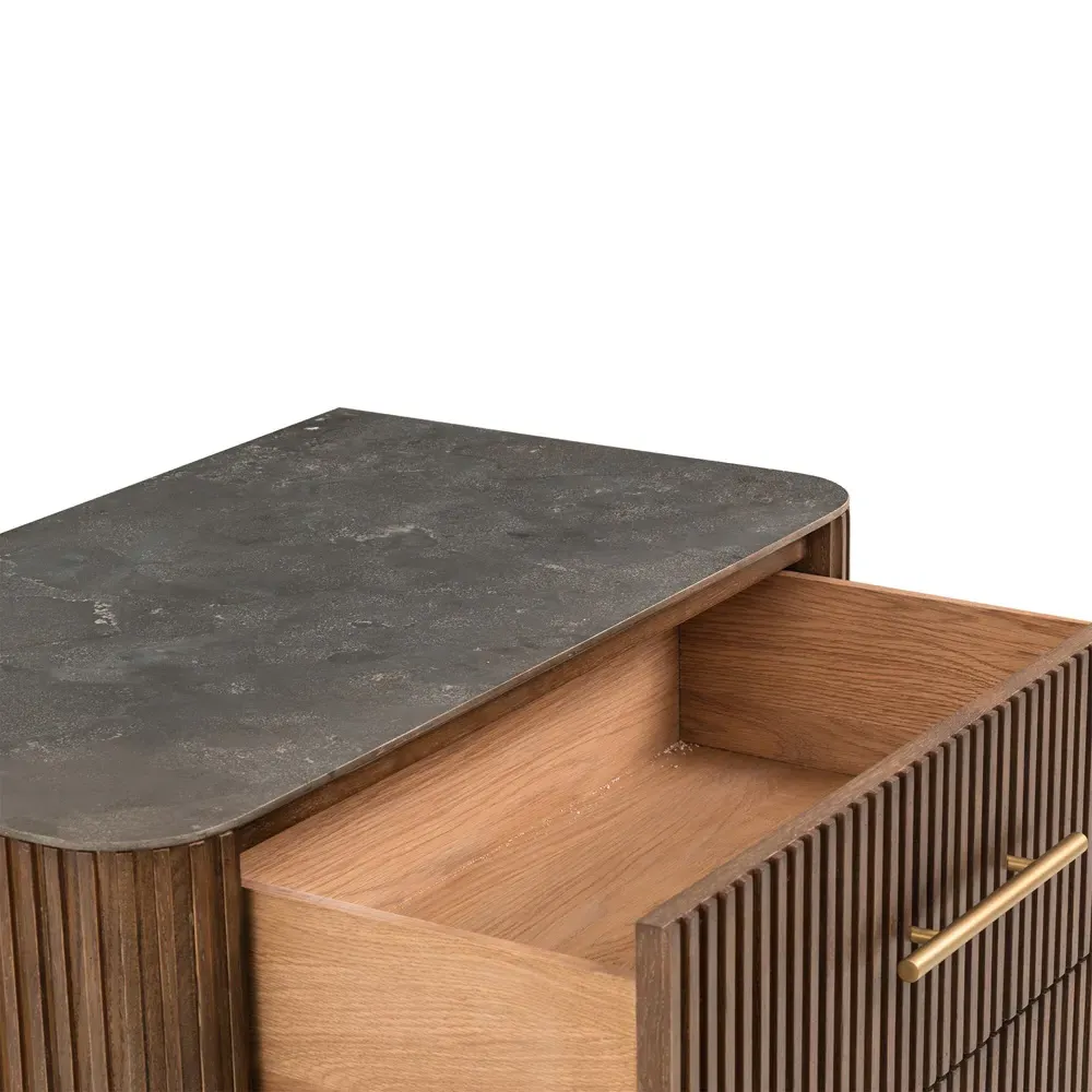 Florence Large 2 Drawer Nightstand - Brown, Oak