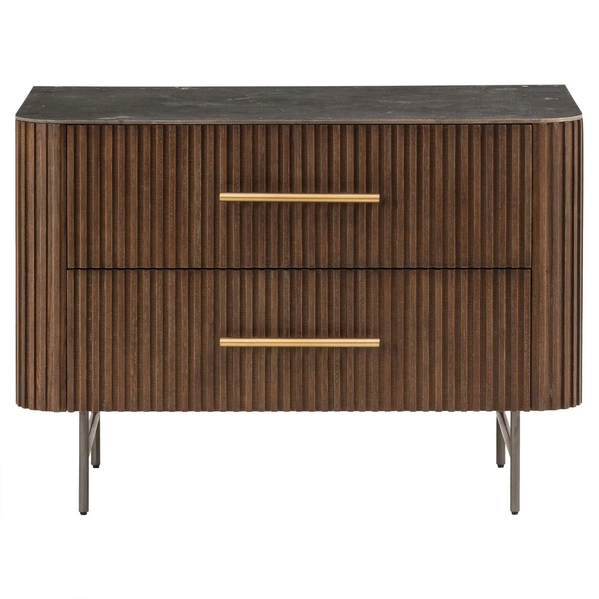 Florence Large 2 Drawer Nightstand - Brown, Oak