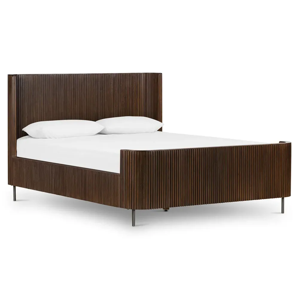 Florence Queen Size Platform Bed - Brown, Oak