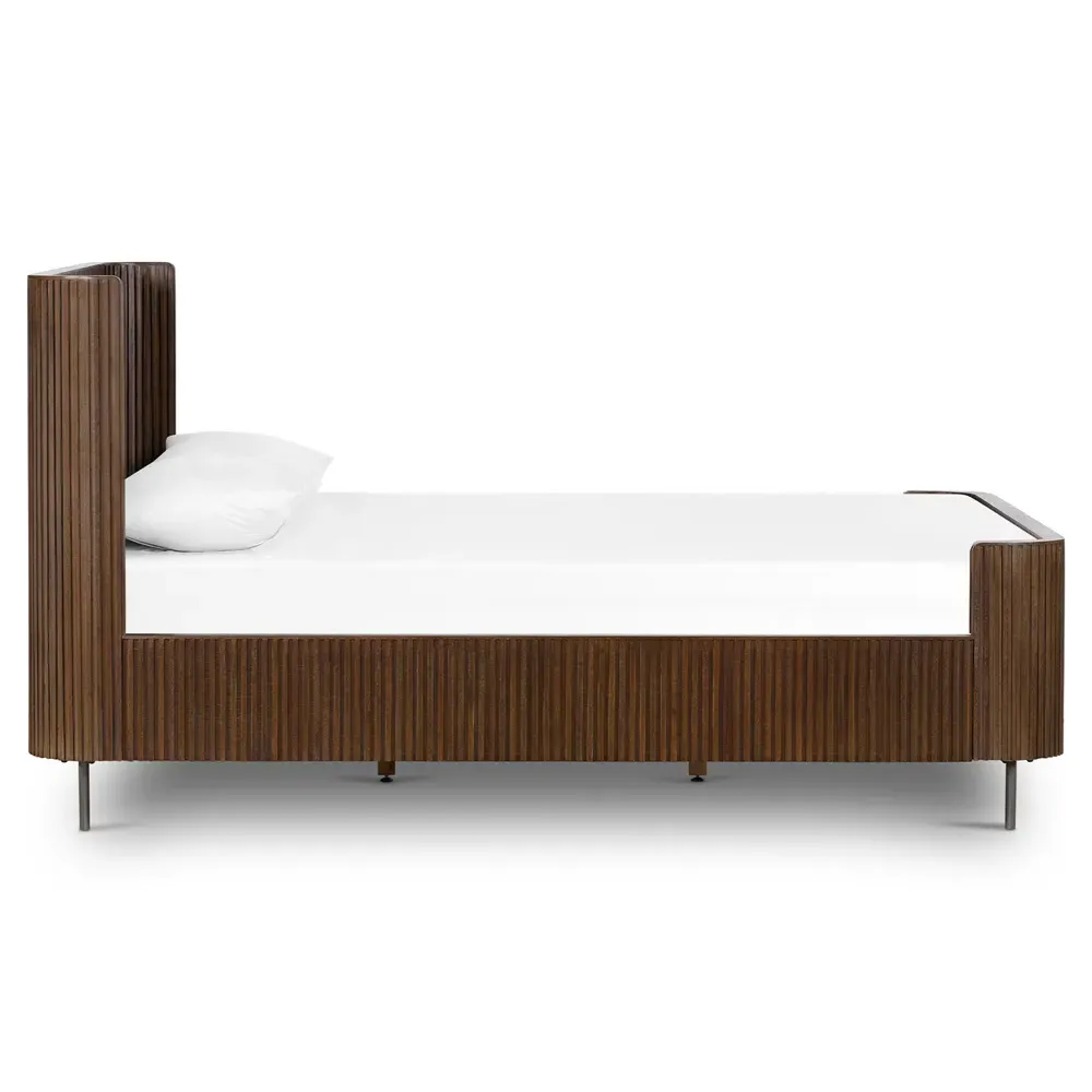 Florence Queen Size Platform Bed - Brown, Oak