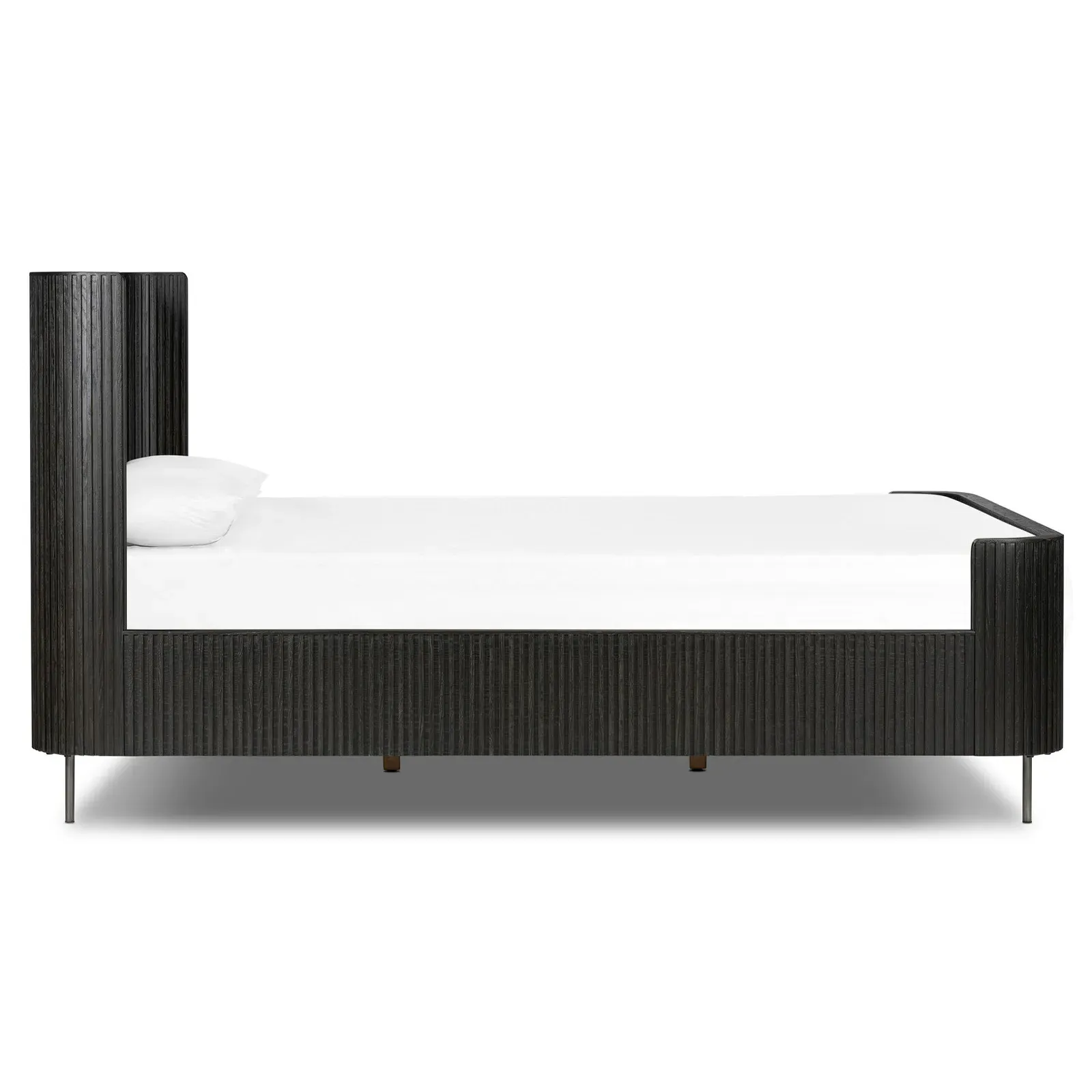 Florence Queen Size Reeded Bed Frame - Black, Oak