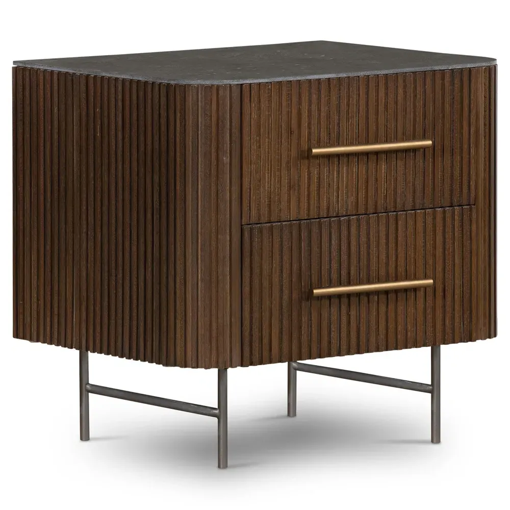 Florence Small 2 Drawer Nightstand - Brown, Oak