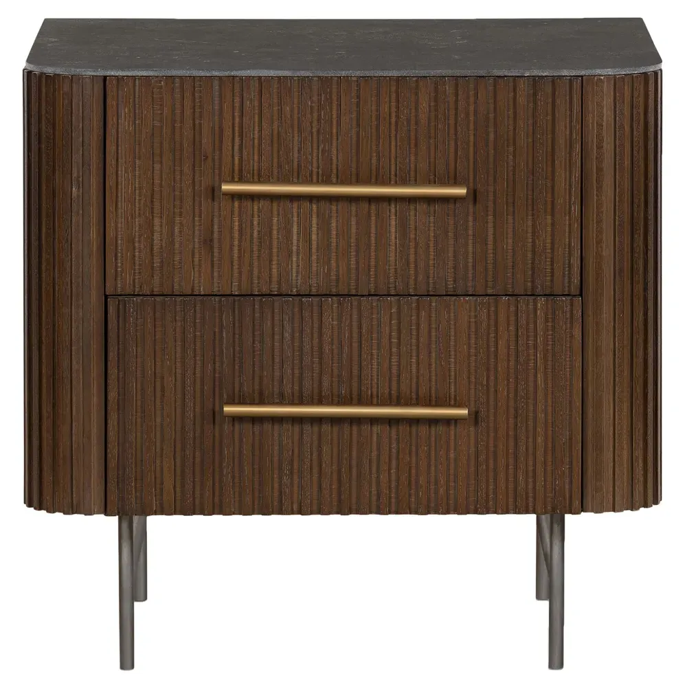 Florence Small 2 Drawer Nightstand - Brown, Oak image