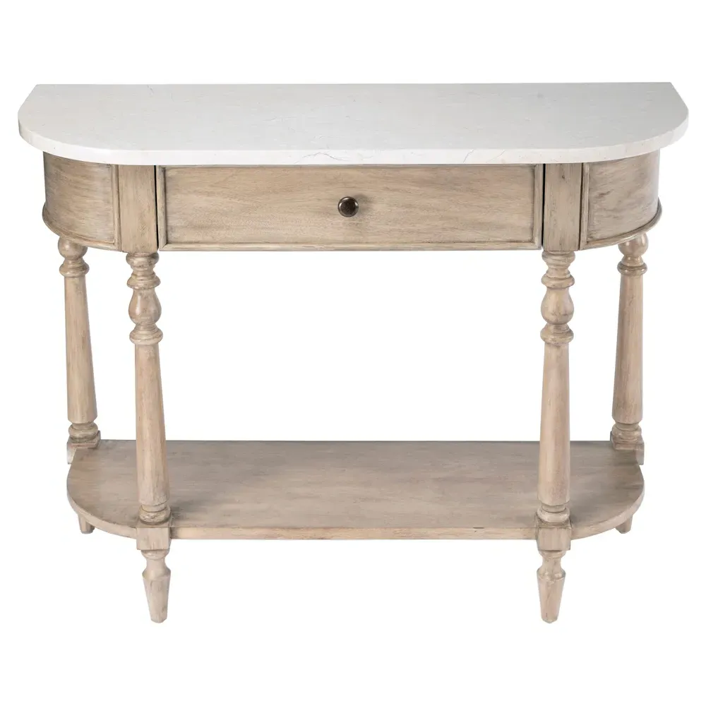 Florentine Demilune Console Table - Beige, Marble image