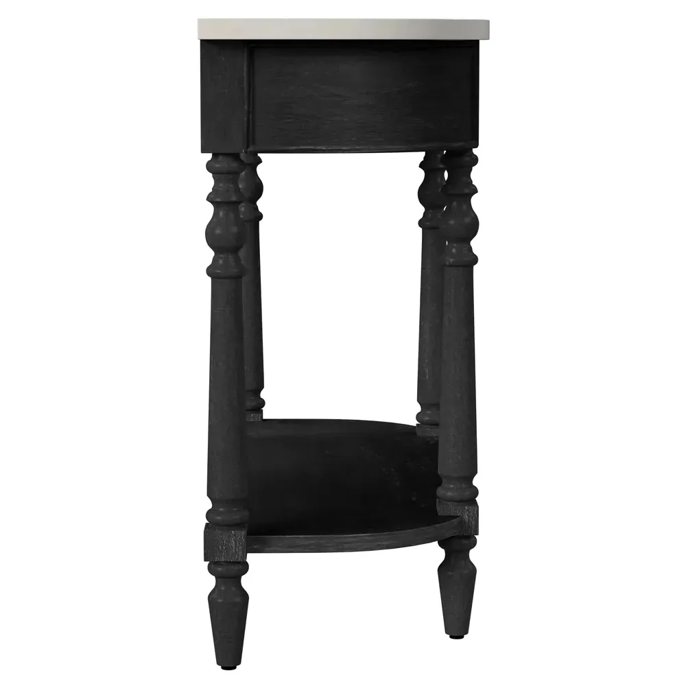 Florentine Demilune Console Table - Black, Marble