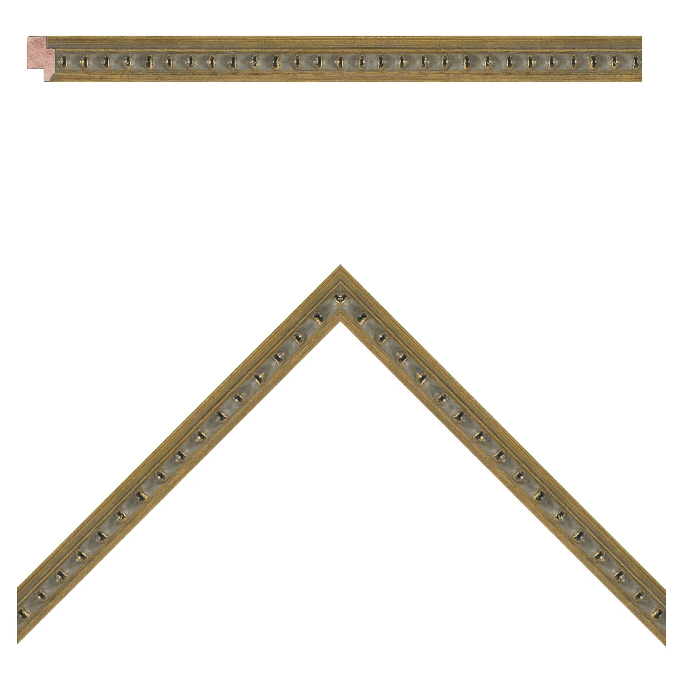 Florienne Floral Gold Beaded Frame Illustration - Green