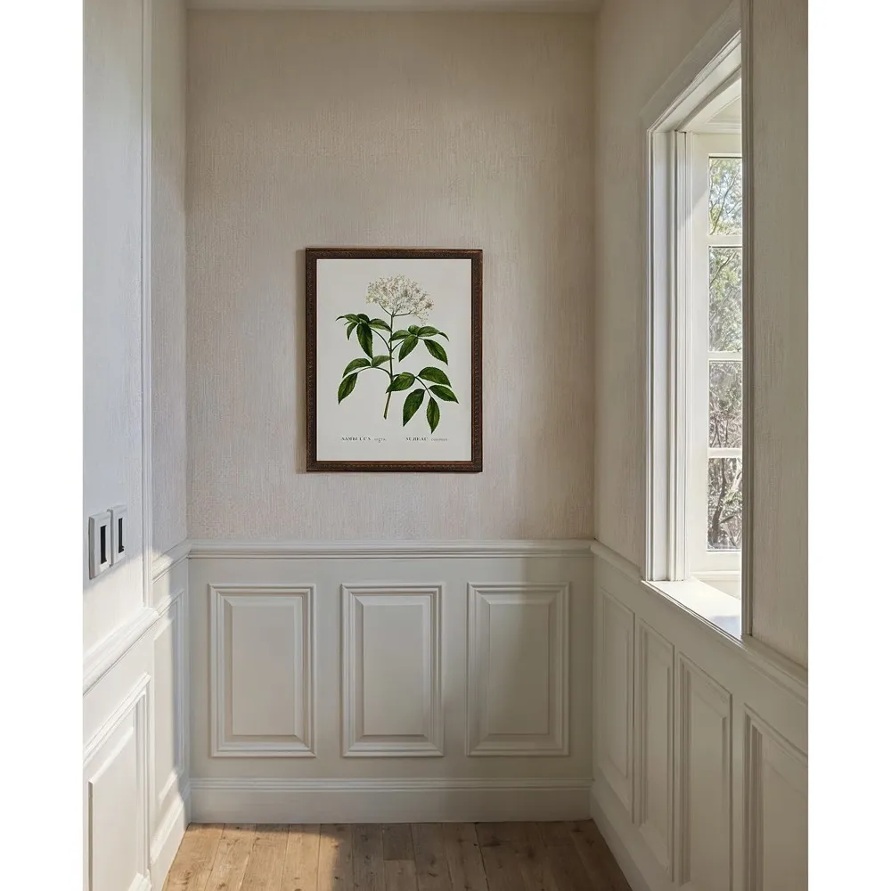 Florienne Floral Gold Beaded Frame Illustration - Green