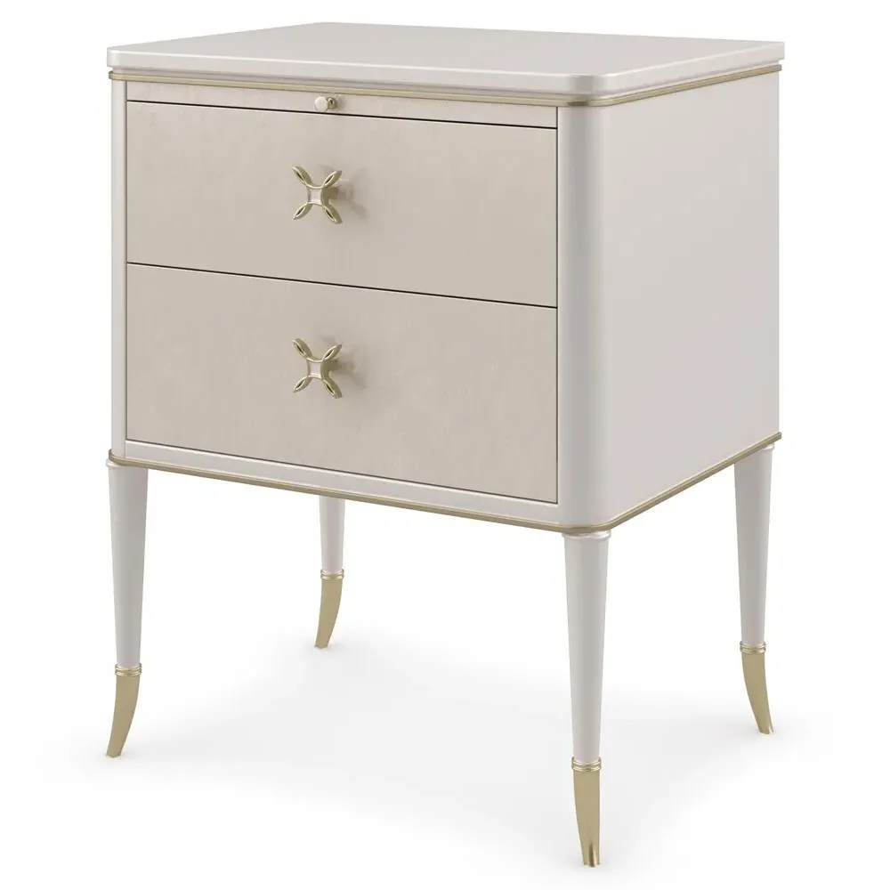 Florynn Nightstand - Silver, Burl Wood