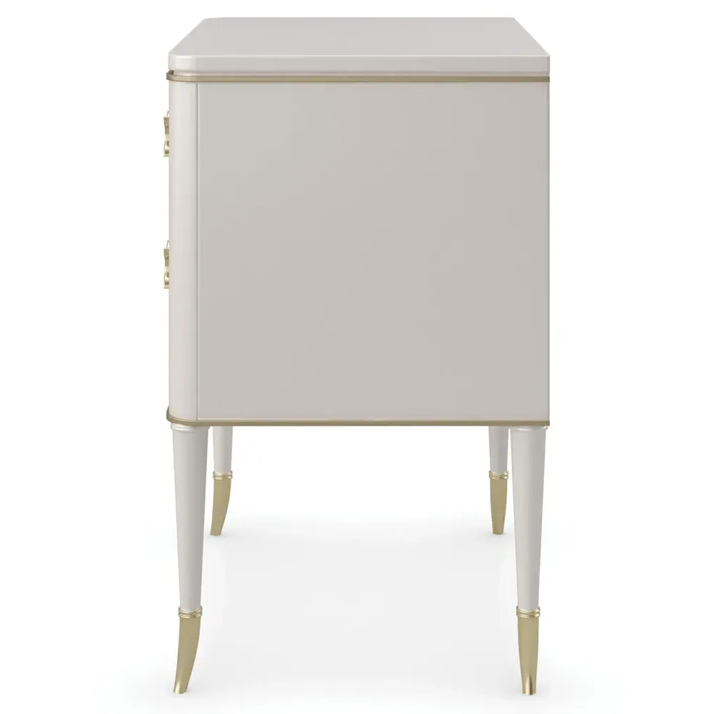 Florynn Nightstand - Silver, Burl Wood