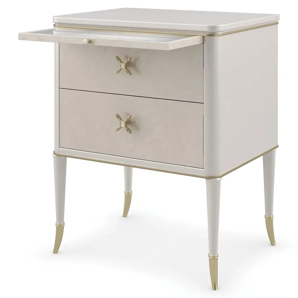 Florynn Nightstand - Silver, Burl Wood