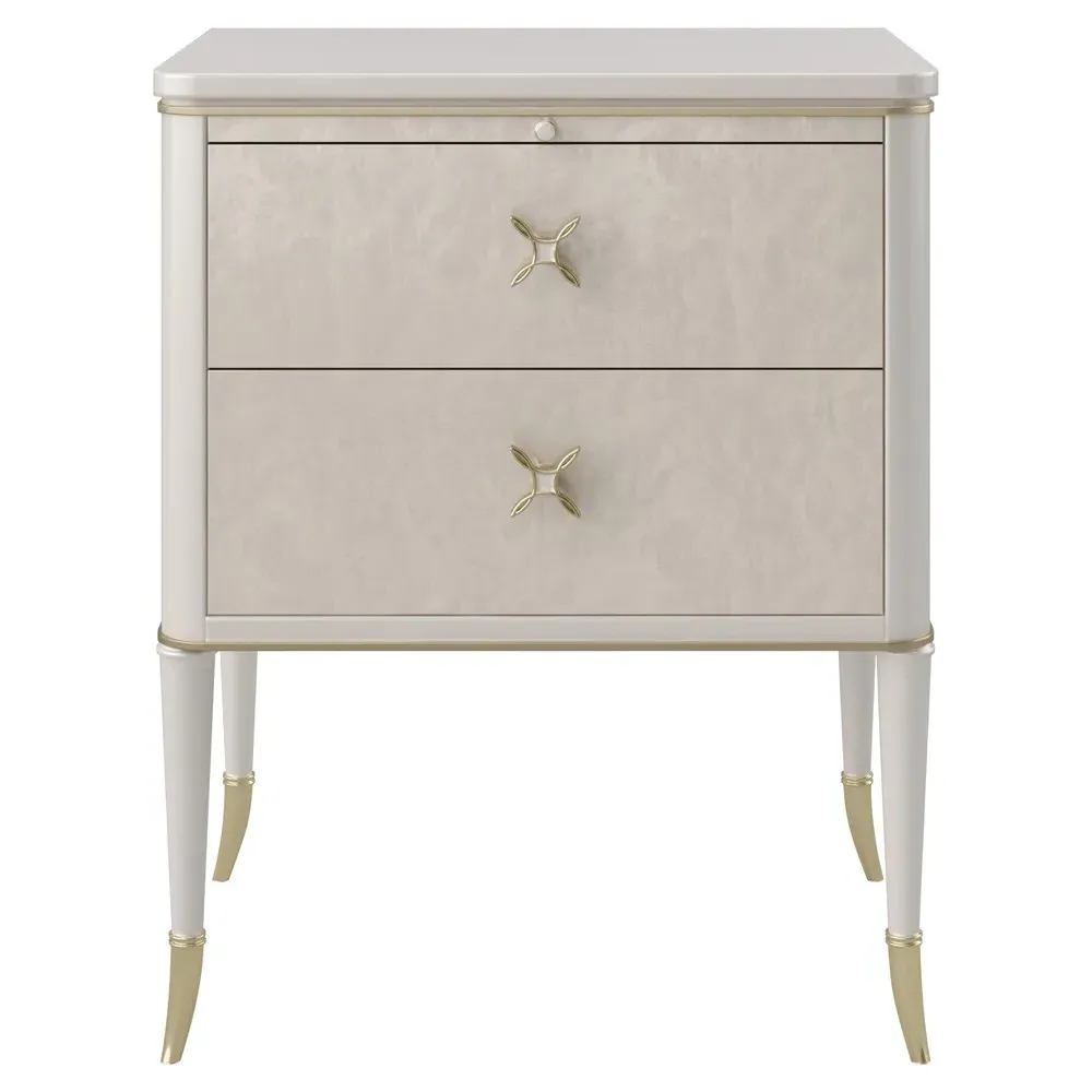 Florynn Nightstand - Silver, Burl Wood image