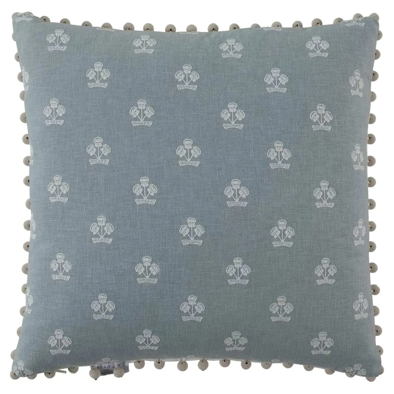 Flower Basket Square Throw Pillow - Sky Blue, Cotton
