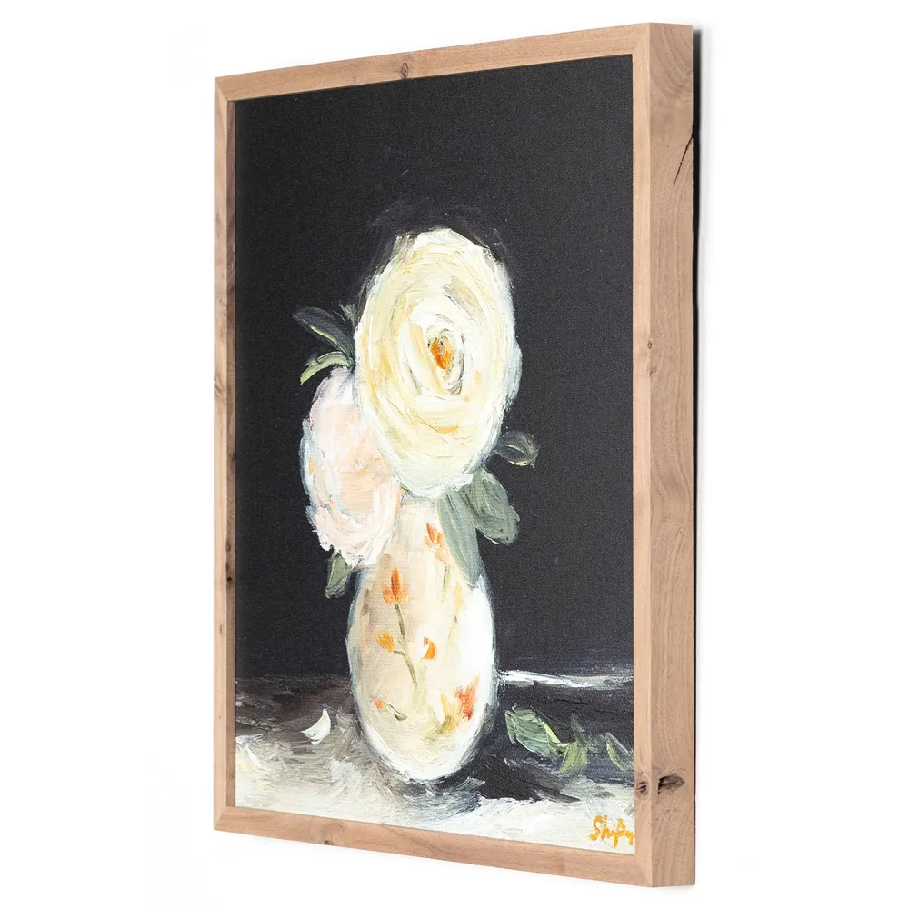 Flowers In Vase Painting 24x24 - White, Canvas