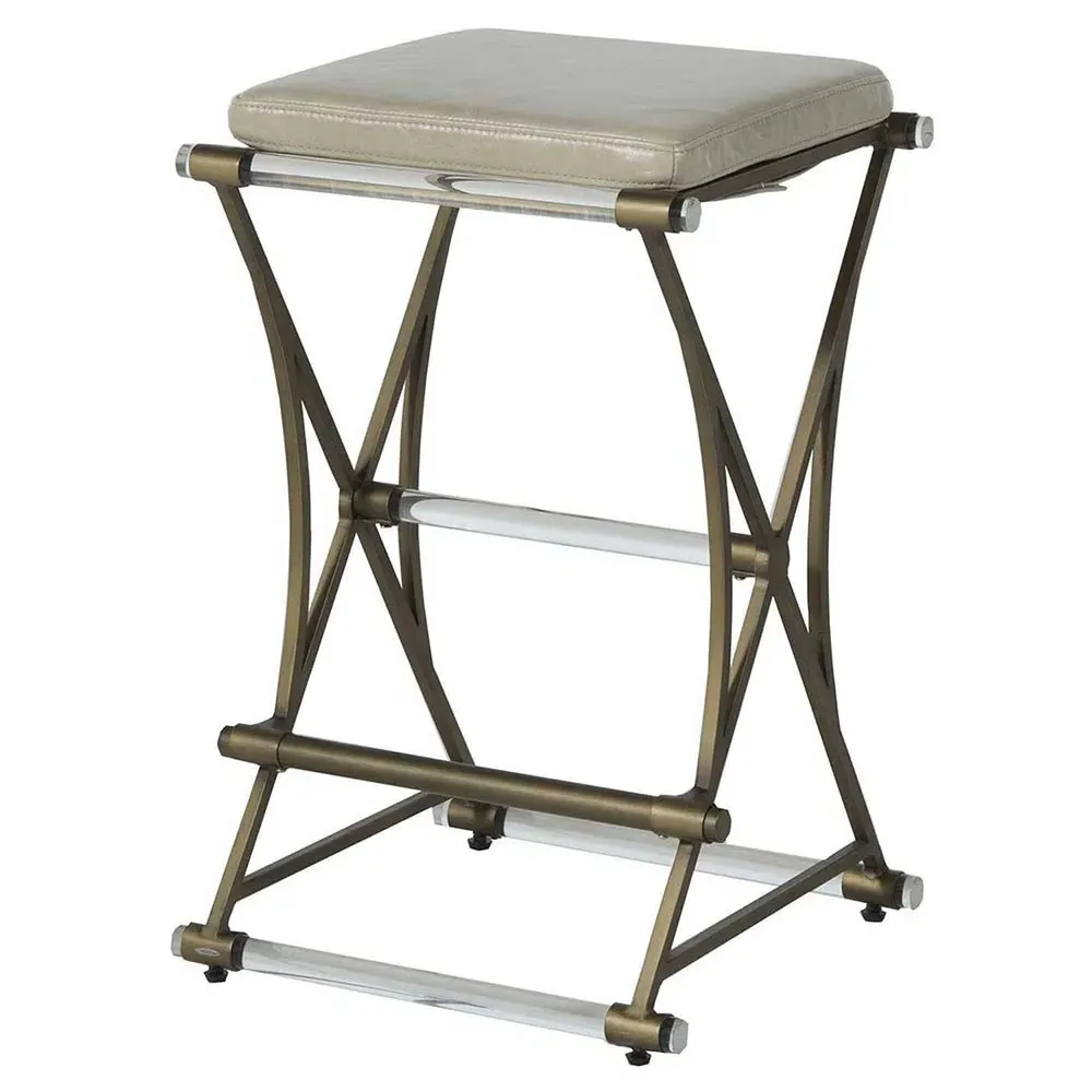 Flynn Counter Stool - Grey, Brass