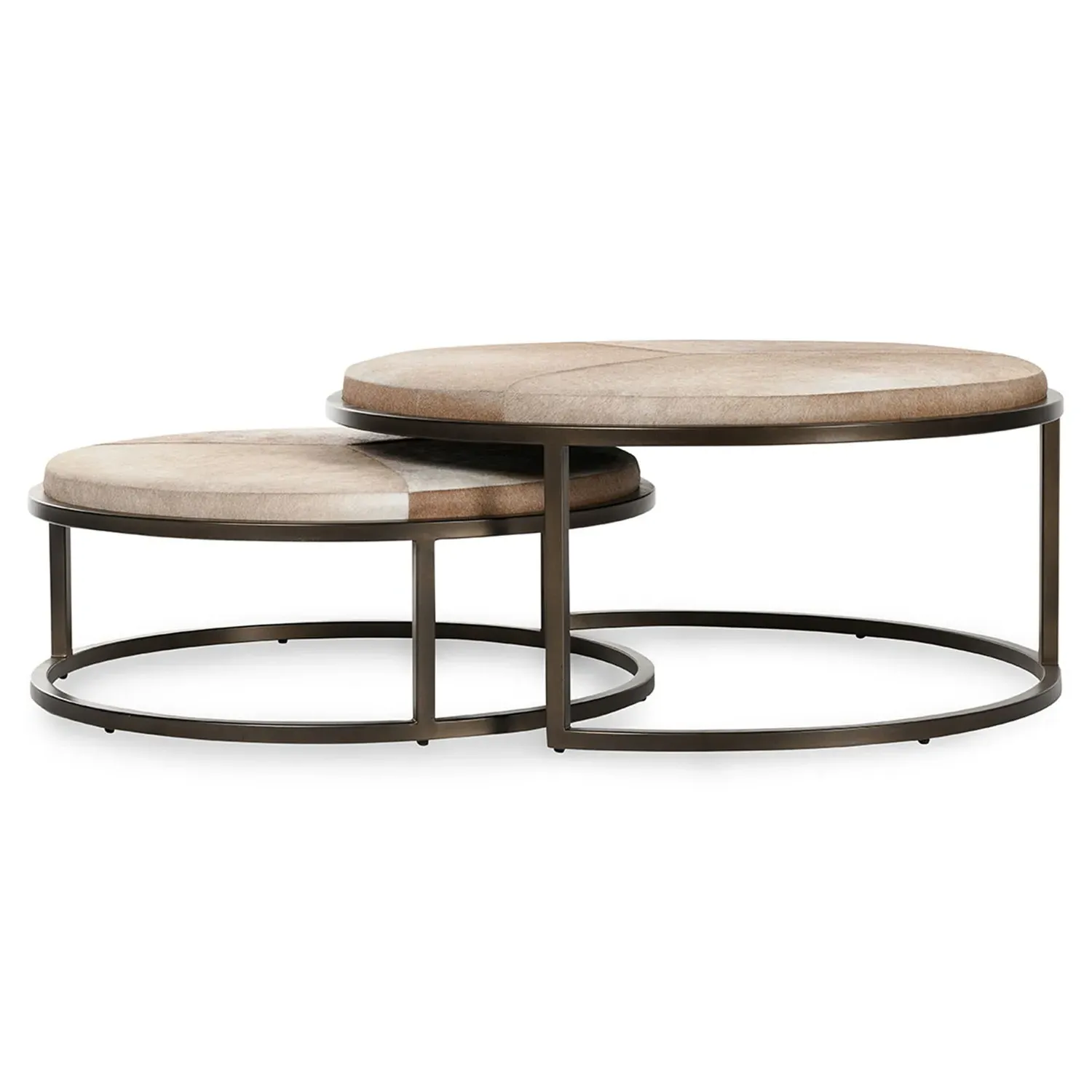Flynn Round Nesting Tables - Beige, Hide