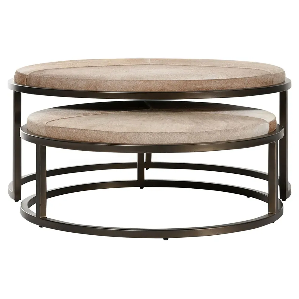 Flynn Round Nesting Tables - Beige, Hide image