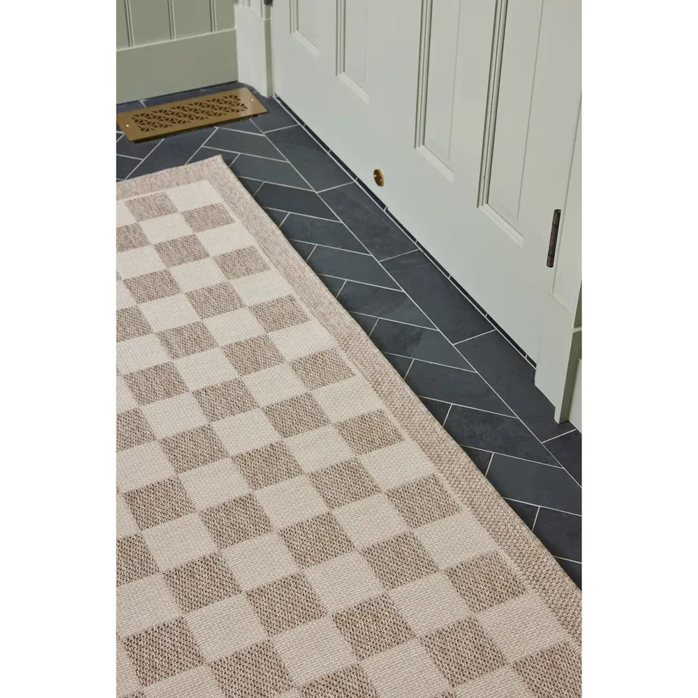 Ford 2x3 Checkered Indoor Outdoor Rug - Beige, Polypropylene