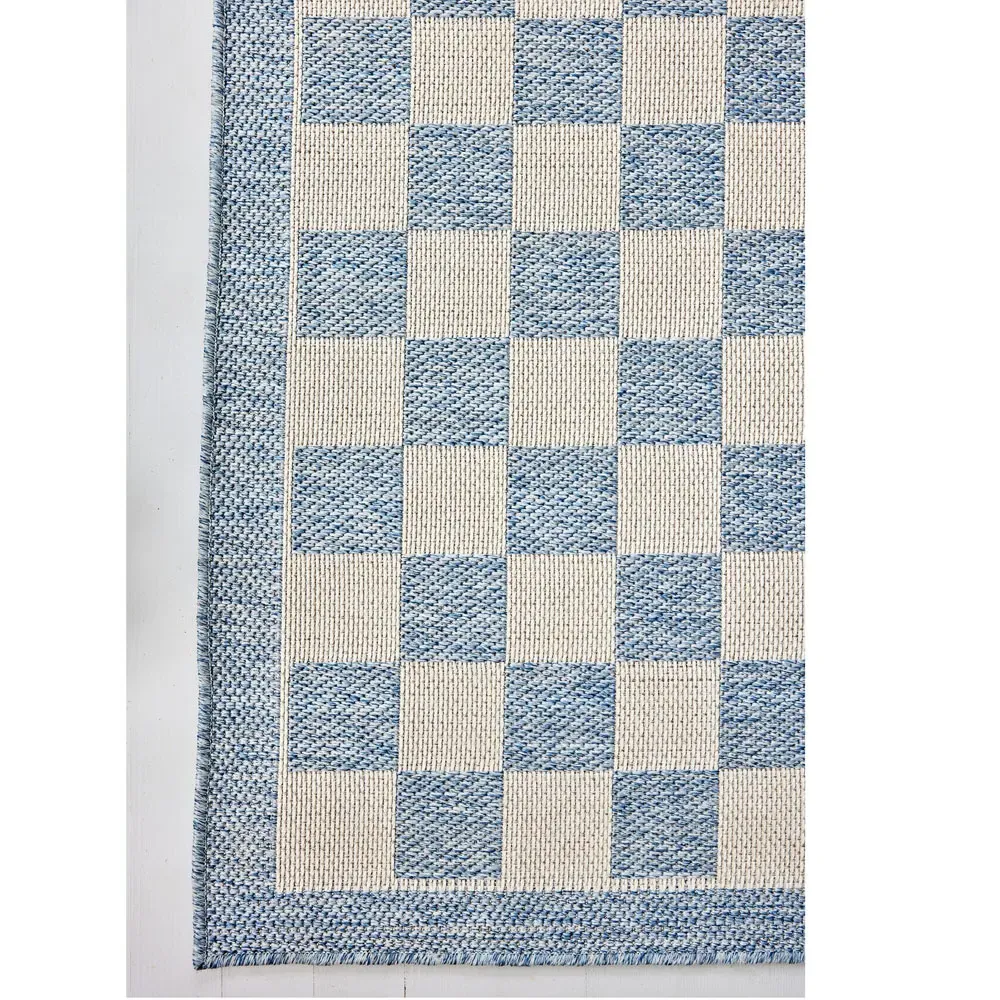 Ford 2x7 Checkered Indoor Outdoor Runner Rug - Blue, Polypropylene