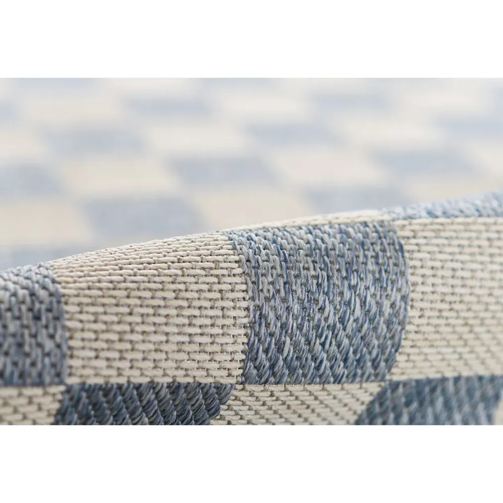 Ford 2x7 Checkered Indoor Outdoor Runner Rug - Blue, Polypropylene