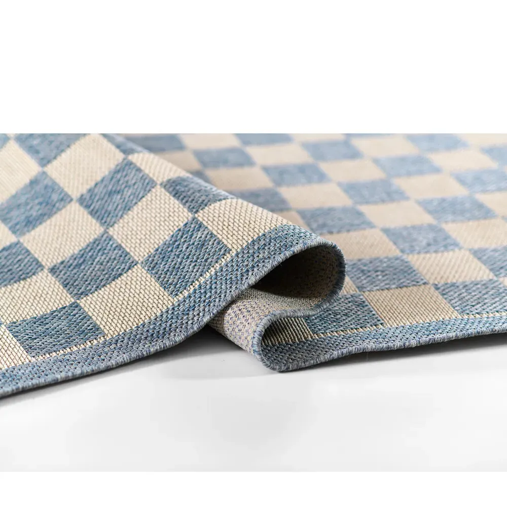 Ford 2x7 Checkered Indoor Outdoor Runner Rug - Blue, Polypropylene