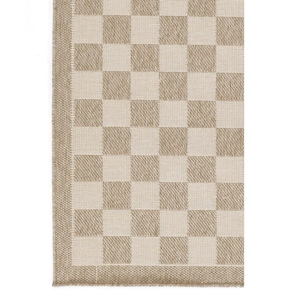 Ford 5.3x7 Checkered Indoor Outdoor Rug - Beige, Polypropylene