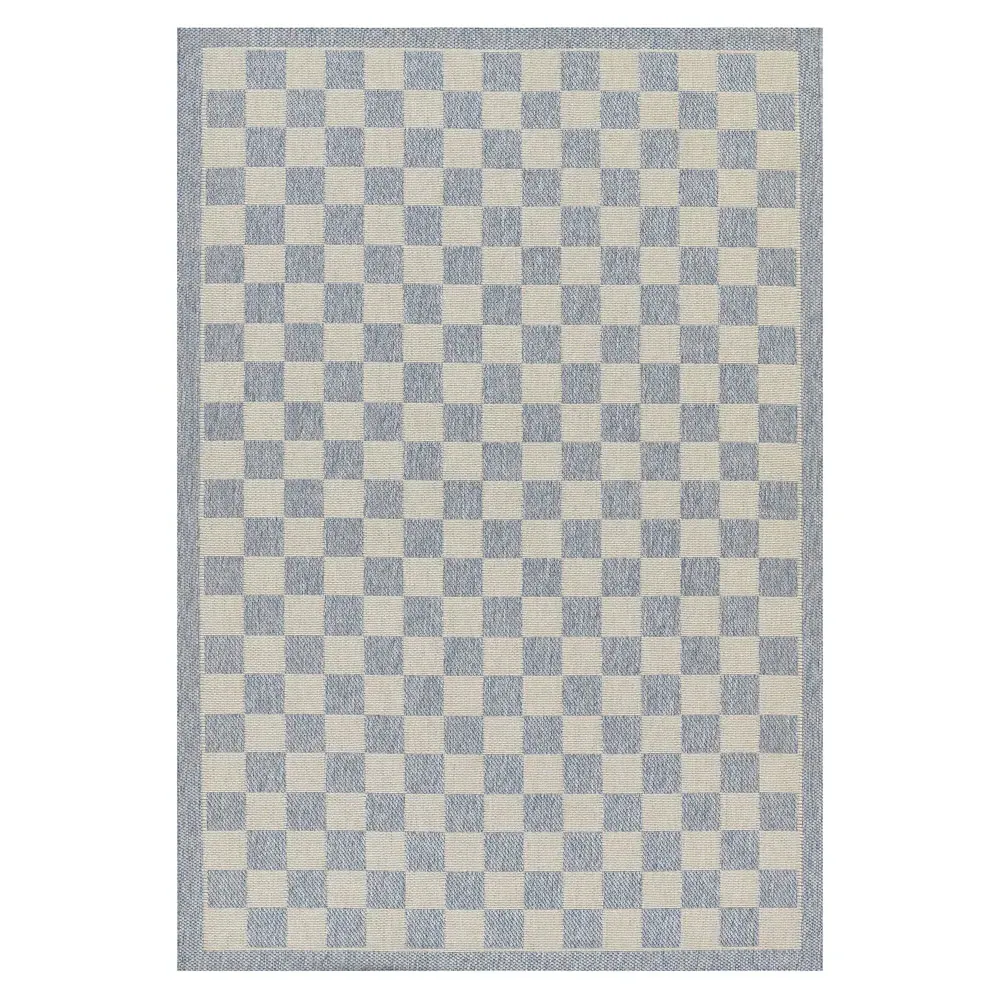 Ford 8x10 Checkered Indoor Outdoor Rug - Blue, Polypropylene