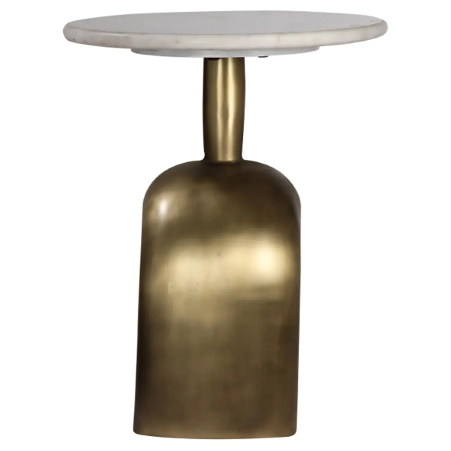 Ford Round Side Table - White, Marble