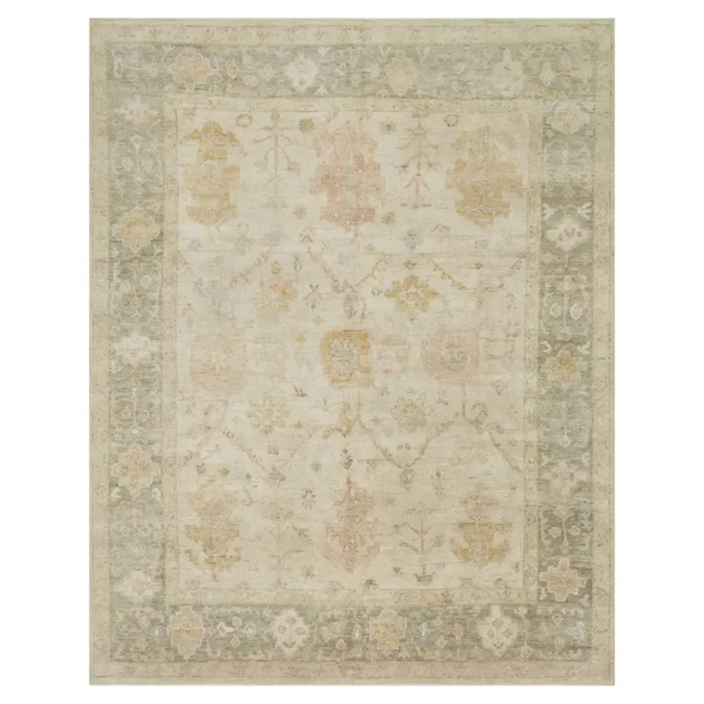 Forrest Patterned Hand Knotted Rug - Ivory, Wool