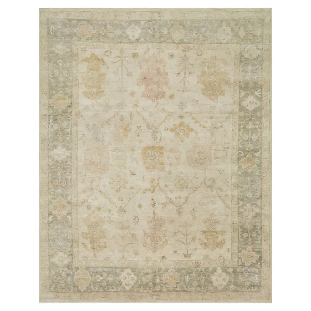 Forrest Patterned Hand Knotted Rug Sample - Ivory, Wool