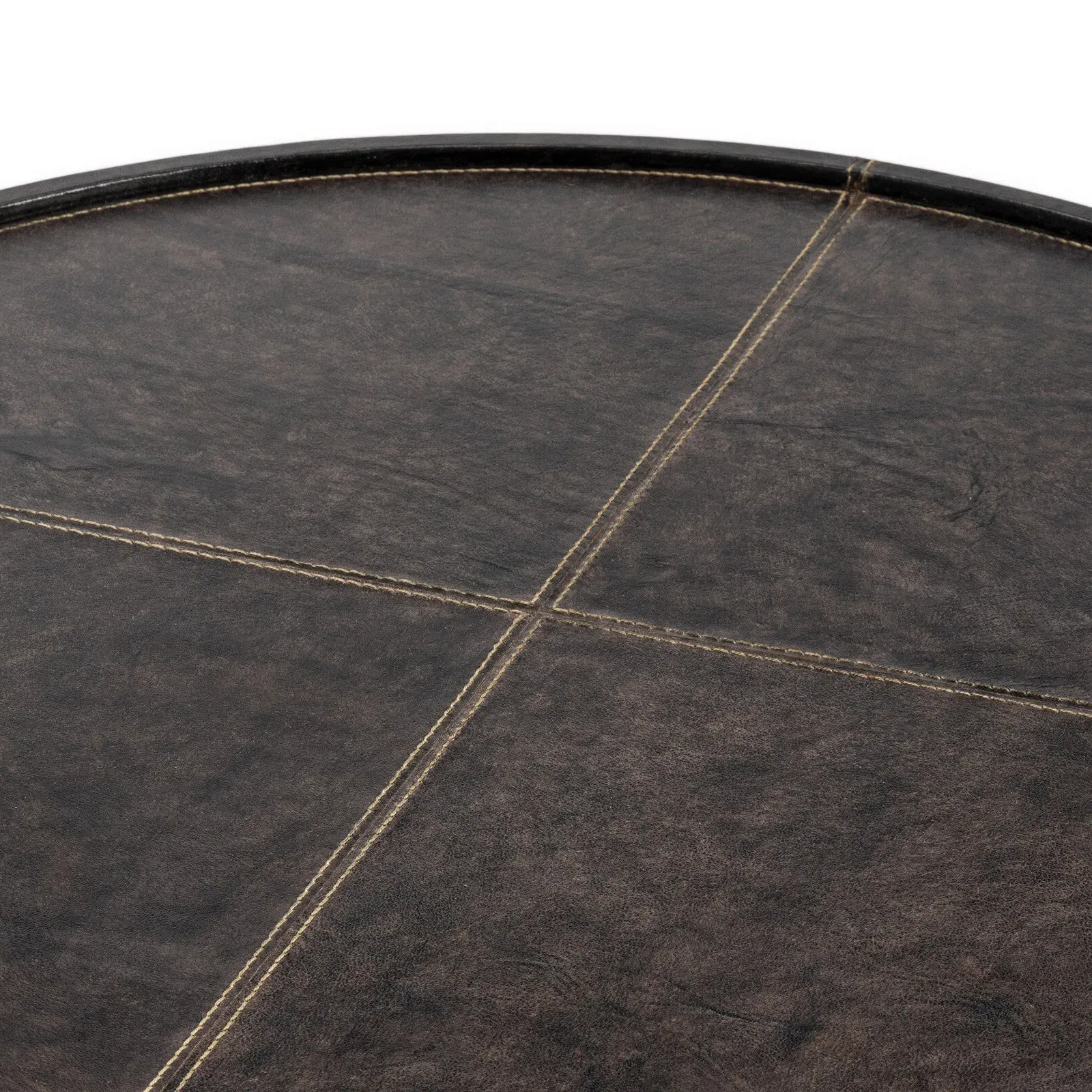 Forte Large Round Decorative Tray - Black, Leather
