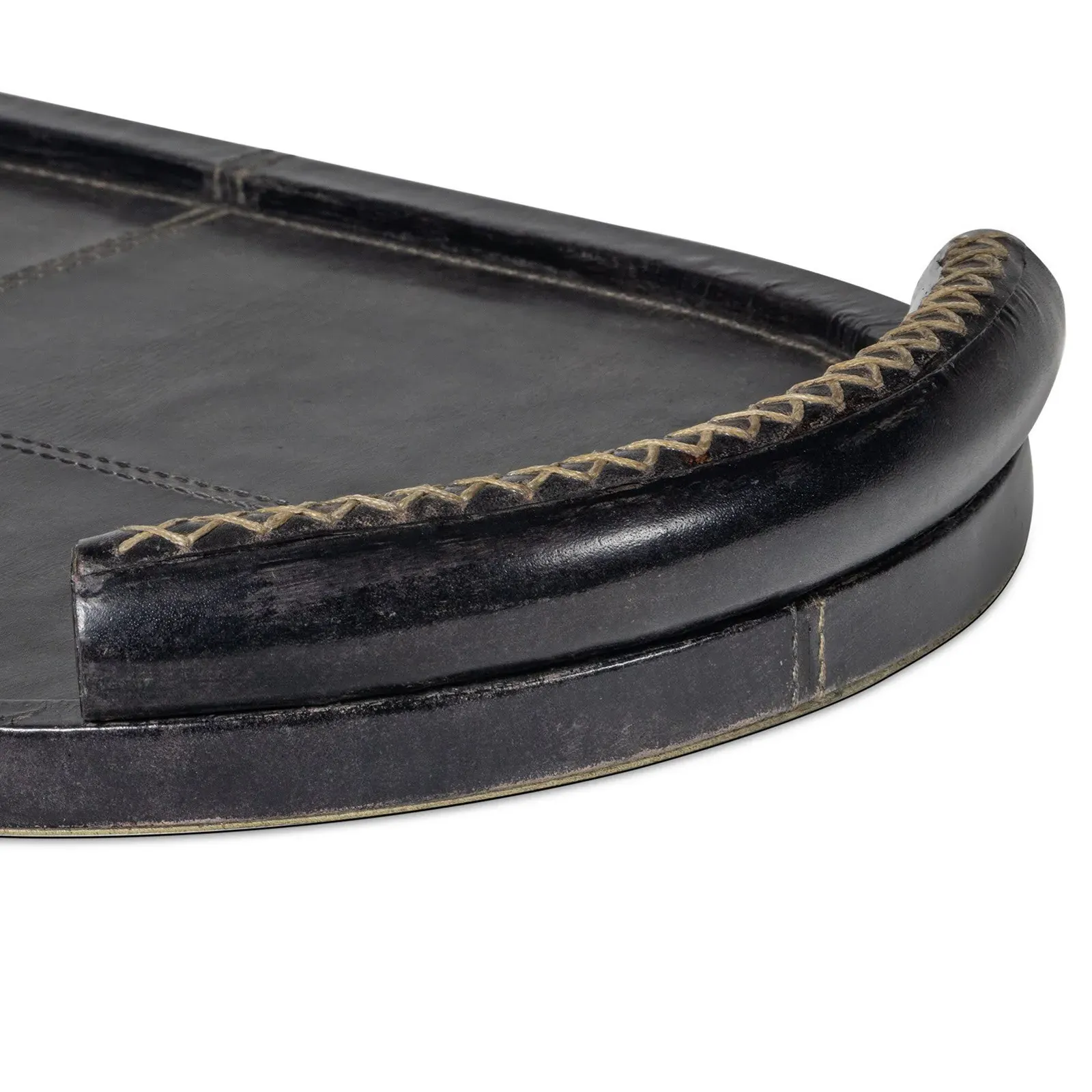 Forte Oval Decorative Tray - Black, Leather