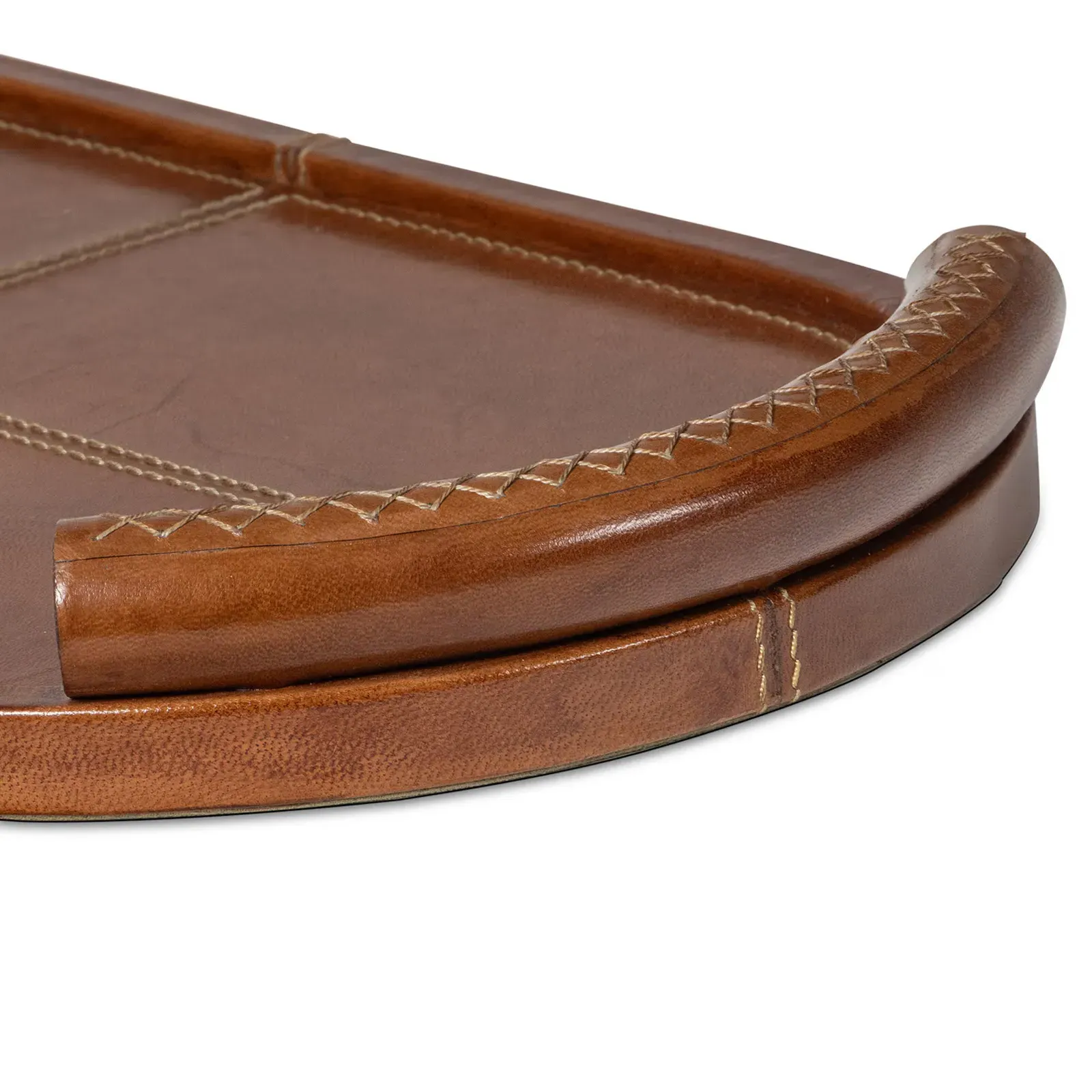 Forte Oval Decorative Tray - Tan, Leather
