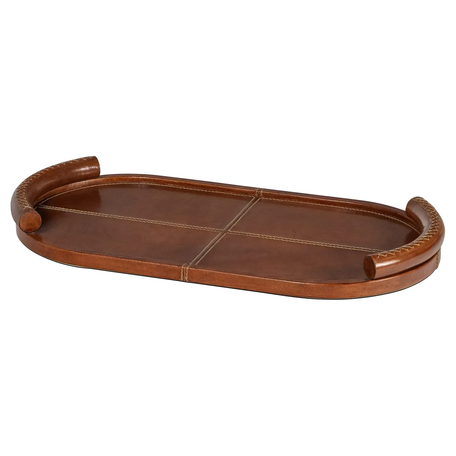 Forte Oval Decorative Tray - Tan, Leather image