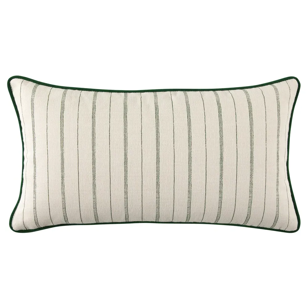 Franca French Striped Indoor Outdoor Lumbar Pillow - Green image