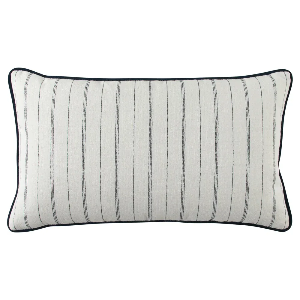 Franca French Striped Indoor Outdoor Lumbar Pillow - Navy Blue