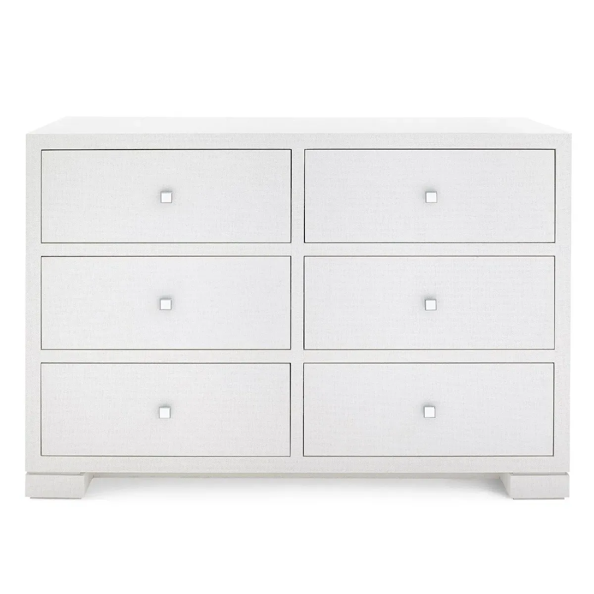 Frances 6-Drawer Wood Dresser - White, Grasscloth image