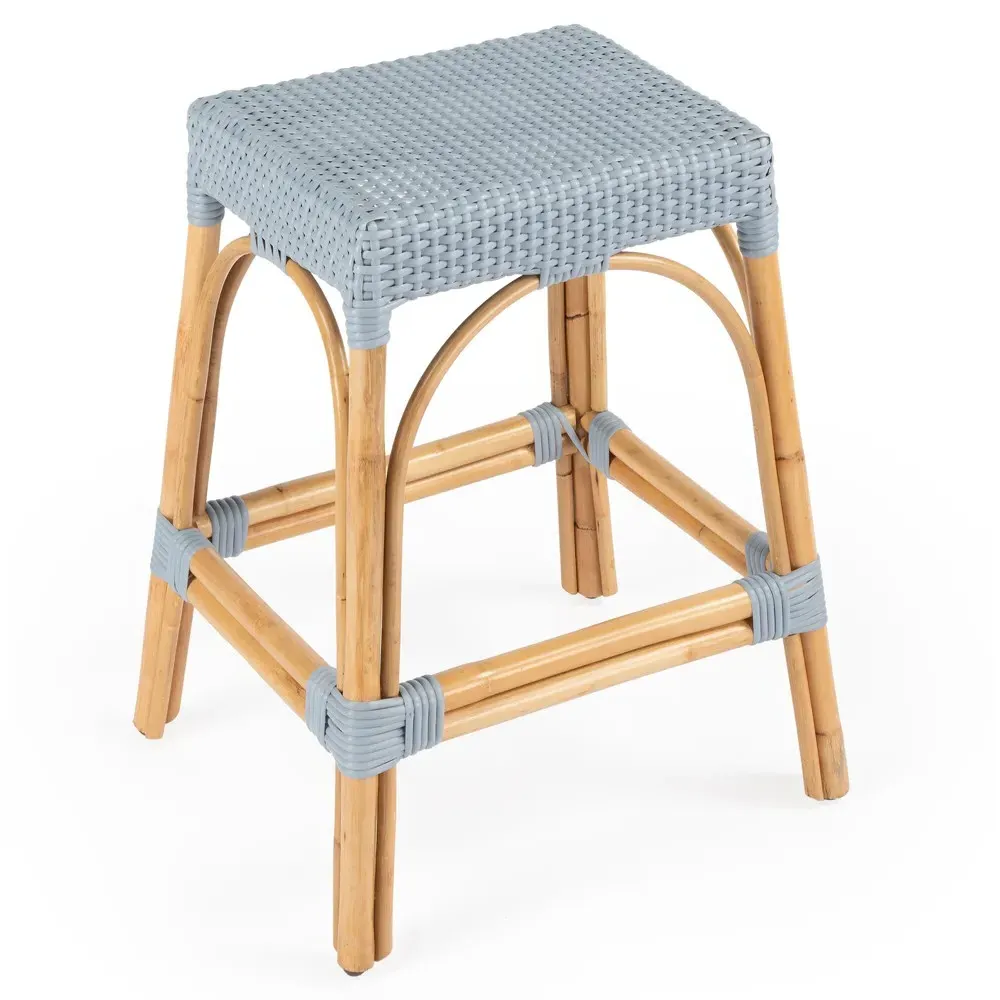 Frances Counter Stool - Blue, Rattan