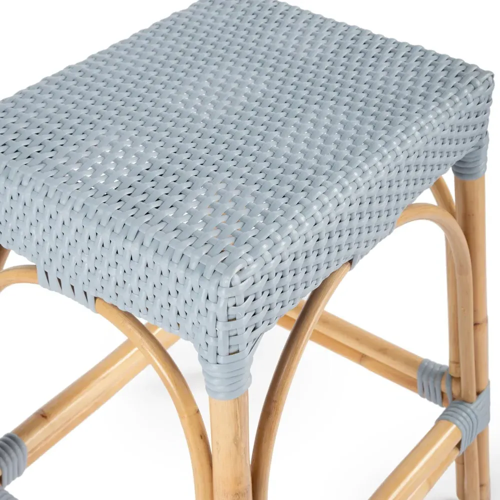 Frances Counter Stool - Blue, Rattan