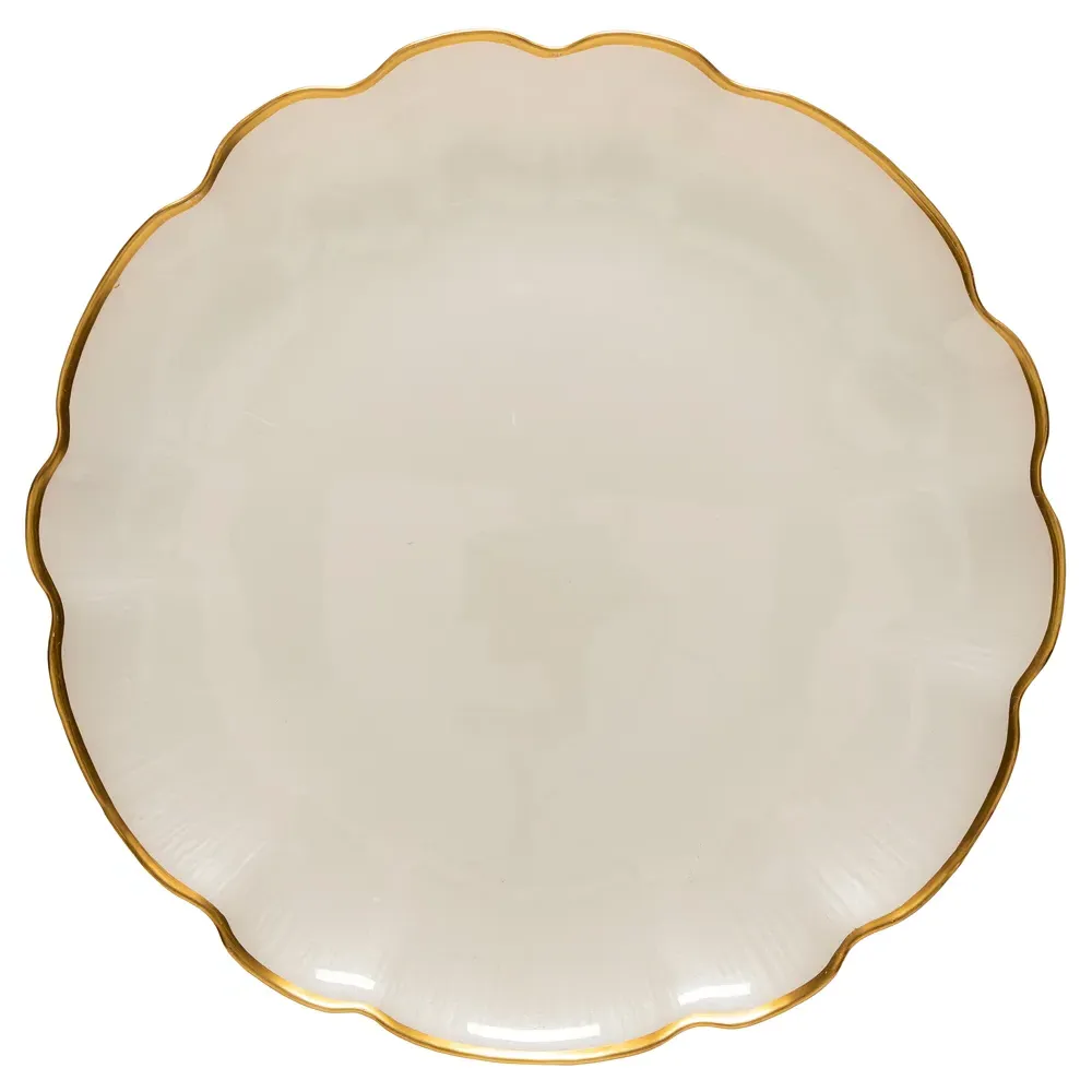 Francesca Charger Plate with Gold Rim - Yellow-Gold, Glass